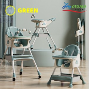  Baby dining chair multi -functional portabe and foldable chair with  (can be lying, folded+leather+play+dual+wheel)